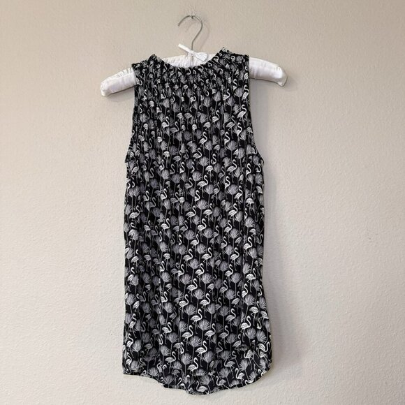 Loft Black And White Flamingo Print Sleeveless Stretchy Mock Neck Top Size S - Picture 6 of 8